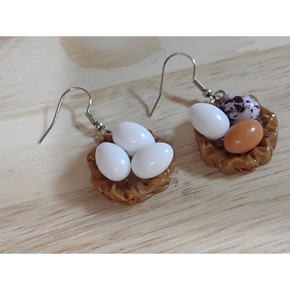 Egg and Nest Earrings Dangle Fashion Jewelry - Picture 3 of 16
